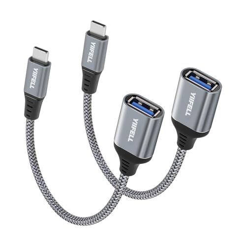 Adaptador Tipo C a USB, [2 Piezas] Adaptador USB C a USB 3.0 OTG USB C to USB A Compatible para Galaxy S24/S23/S22, iPhone 16 Pro Max/15 Pro Max, iPad Pro, MacBook Pro, Huawei P30,Google Pixel 3XL