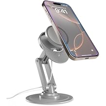 COOPER 360 MagBase, Stand for Apple MagSafe Charger Not Included MagSafe Charger Stand for iPhone 17 Pro Max, iPhone 16, 15,14,13,12, AirPods Charging, Standby Mode, 360 Rotation Space Grey