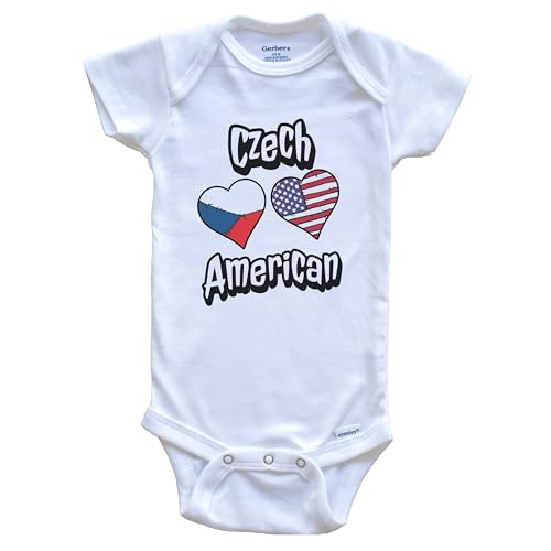 Really Awesome Shirts Czech American Flag Hearts Combo Czech Republic Baby Bodysuit