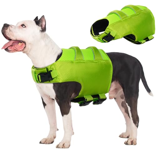 IECOii-Dog-Life-Jacket-LargeLarge-Dog-Life-Vest-for-BoatingReflective-Dog-Swimsuit-Lifejacket-with-Double-Rescue-HandleLightweight-Pet-Dog-Life-Preserver-Vest-for-Kayaking-SurfingBright-GreenL - Cucciolini Doodles   IECOii-Dog-Life-Jacket-LargeLarge-Dog-Life-Vest-for-BoatingReflective-Dog-Swimsuit-Lifejacket-with-Double-Rescue-HandleLightweight-Pet-Dog-Life-Preserver-Vest-for-Kayaking-SurfingBright-GreenL
