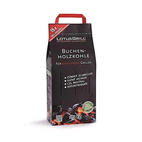 LotusGrill Buchenholzkohle 2,5 kg Sack, 37,9 x 25,3 x 18,2