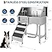 JoyJoy Stainless Steel Dog Washing Station - Dog Bath Tub for Large, Medium, Small Dogs, Pet Grooming Tub with Ramp, Non-Slip Grate, Shower, Soap Box, Faucet, Drain for Home & Outdoor（38