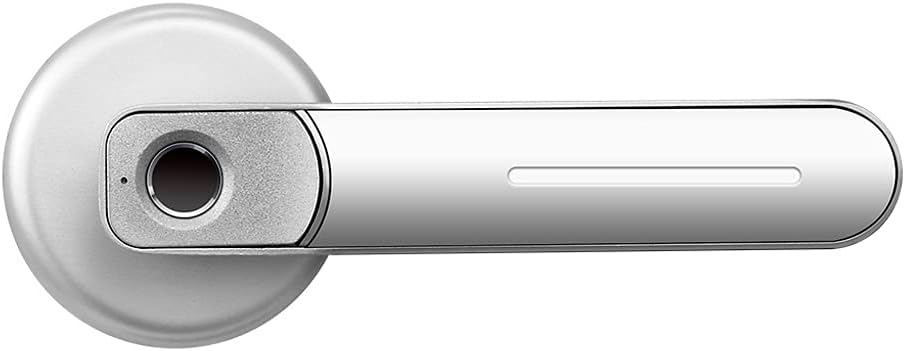 Fingerprint Door Lock Handle USB Rechargeable Anti Theft Smart Electric Keyless Security Entry with 2 Keys for Home (Color : Gray) (Silver)