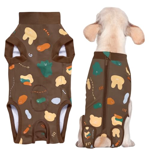 Comwish XS Spay Neuter Dog Recovery Surgical Suit with Pee Hole, Brown