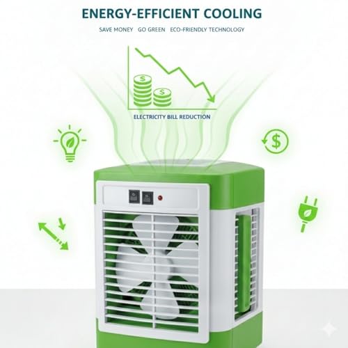 Image of Drumstone Green Desert Cooler Personal Air Cooler with Water Tank, Portable Evaporative Cooling System for Home, Office & Room, Energy Efficient Summer Cooling Solution