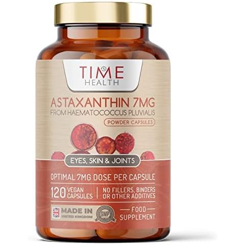 Astaxanthin - 7mg Optimal Dose - 120 Capsules - Super Antioxidant - Haematococcus Pluvialis - 100% Pure Natural Bioavailable 4 Month Supply - UK Manufactured - Zero Additives Cover