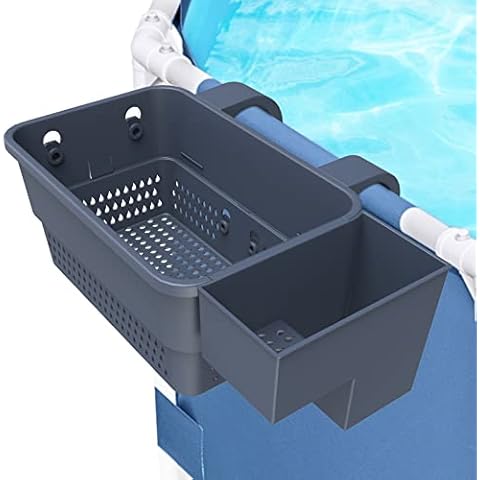 Grarg Poolside Storage Basket, Pool Cup Holder, Above Ground Pool Accessories for Most Frame Pools-1PCS(Blue) Cover