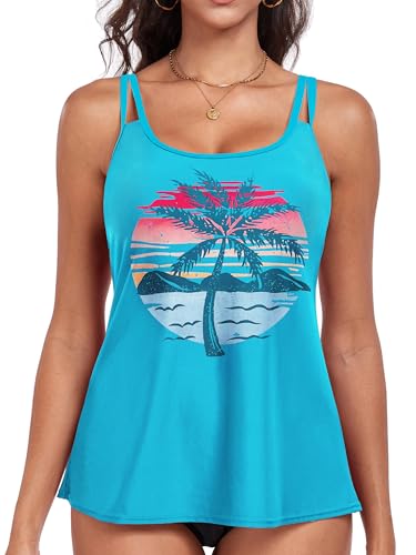 Womens Flowy Tankini Tops Only - Modest Bathing Suit Loose Fit Plus Size Swimsuit Swim Tops for Women 2026 (No Bottom)