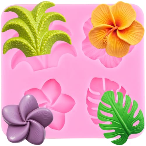 XMOLDNMS Moule en silicone avec fleurs tropicales et feuilles de