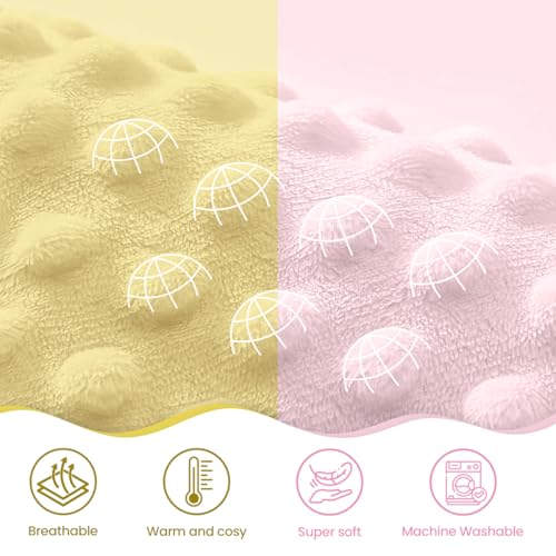 Image of SANDJEST Minky Blanket 2 Pack with Dotted Back 30 x 40 Inches, Gift for Christmas Birthday (Bee, Elephant)