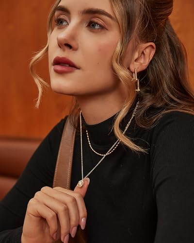 Pearl Necklaces For Women, 18K Gold Plated Baroque Pendant with Natural Freshwater Cultured Pearls Necklace Dainty Gold Choker Fashion Retro Link Chain Charm Valentine Jewelry for Women Gift3