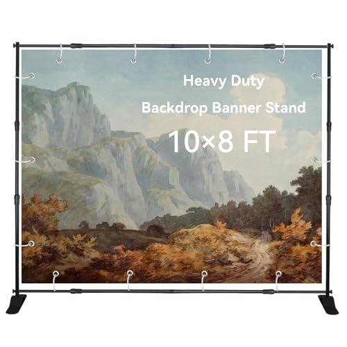 WEWLINE 10×8 ft Adjustable Backdrop Banner Stand, Metal Photo Backdrop Stand, Heavy Duty Step and Repeat Background Stand for Wedding, Party, Decoration and Trade Show