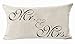 Cotton Linen Decorative Throw Pillow Case Cushion Cover Sweetheart Mr and Mrs Black Rectangle 12 X 20 Inches
