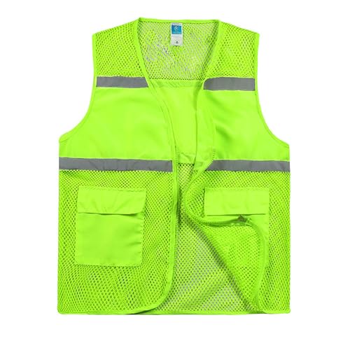 Genérico Chaleco Reflectante De Malla Transpirable para Hombre con Diseño De Seguridad Vial (Light Green, L)