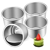 ZUNOXAZ 4 piezas Moldes Redondos para Tartas Desmontable Molde de Aluminio para Hornear Pasteles Pequeños para Cheesecakes y Postres Caseros