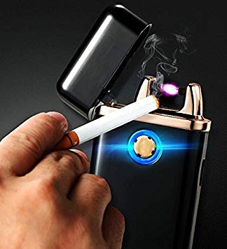 Jobon Super Slim Quiet Lady Arc One Second Fast Cigarette Lighter ZB-858 (Fashion Gorgeous Bright) USB Rechargeable Windproof Flameless with Gift Box (Ice Black)
