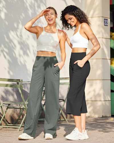Image of G4Free EverGoing Yoga Pants Women Wide Leg Pants with Pockets High Waist Stretch Dress Casual Sweatpants Petite /Regular /Tall