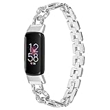 Gimuk Straps Compatible with Fitbit Luxe Metal Strap for Women Men, Adjustable Bling Rhinestones Stainless Steel Wristband Replacement Strap Arm Bands Bracelet for Fitbit Luxe Fitness Tracker, womens s womens l, Metal, Diamond
