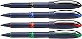 Schneider 183094 One Business Tintenroller (dokumentenecht, Strichstärke 0,6 mm, Made in Germany) 4er Pack (schwarz, blau, rot, grün)
