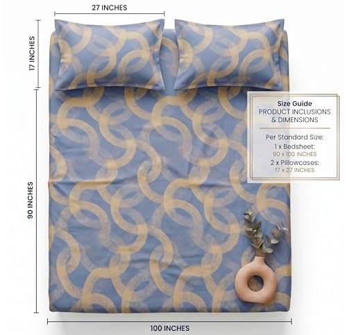 Image of HOMEKART 210 TC Premium Cotton Double Bed Bedsheet with 2 Pillow Covers | Double Bed Sheet Set | Soft, Breathable, Skin Friendly, Wrinkle Resistant & Fade Resistant |228 x 254 cm | Bedding for Home