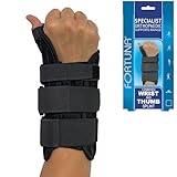 Fortuna - Férula combinada de muñeca y pulgar - Muñequera ajustable con férulas de aluminio y correas para túnel carpiano, artritis, tendinitis, RSI y alivio del dolor de pulgar (pequeño: derecho (16