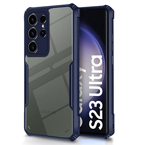 Image of Pikkme Samsung Galaxy S23 Ultra 5G Back Cover | Crystal Clear Transparent Back | Ultra Hybrid | Full Camera Protection | Raised Edge | Bumper Back Case (Blue)