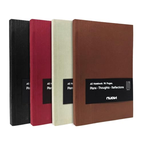 Image of Record Note Book | A5 - Dotted Journal | 96 Pages - 100GSM Pages with Soft Cover | Ideal for Office, College, School, Journaling, Meeting & More (Set of 4)