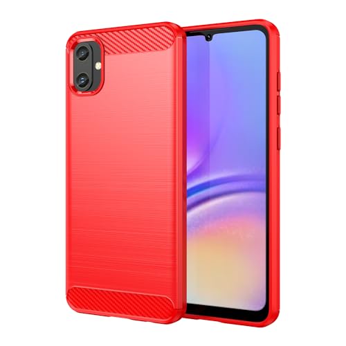 Aikcks for Samsung Galaxy A05 Phone case, Shockproof, Scratch Resistant Carbon Fiber Jacket, Soft TPU,for Galaxy A05 case (Red) - image 1