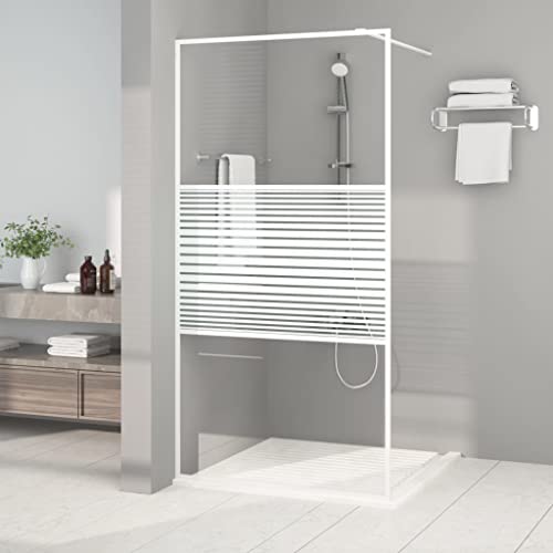 Snsowed Parete Doccia Walk in Bianca 100x195 cm Vetro Trasparente ESG,Parete per Doccia Walk-in,Parete Doccia,Componenti Doccia,Pareti Doccia-152152