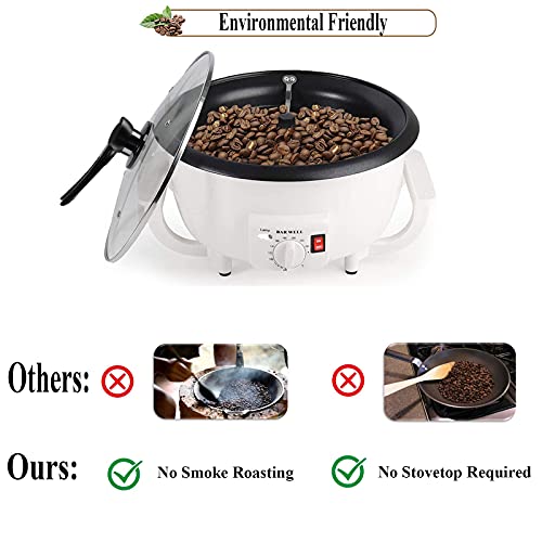 Home Coffee Roaster, Household Electric Coffee Bean Baker Nut Peanut Cashew Chestnuts Roasting Machine Adjustable Temperature 1.6 Pounds Capacity For Cafe Shop/Home No Stovetop Required Smoke Reduce #TOP4