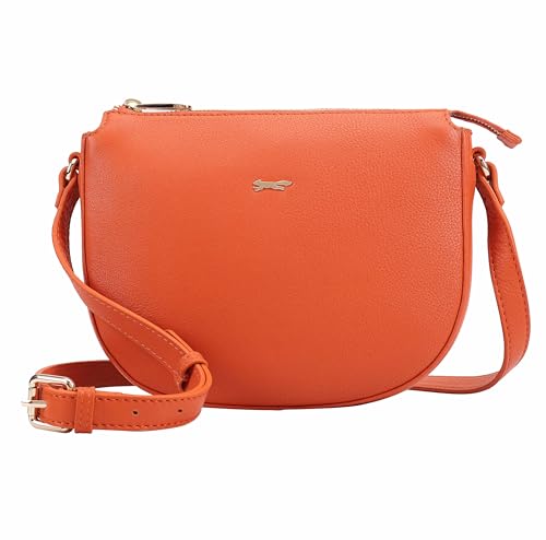 Paul Costelloe Genuine Leather Crossbody Bag with Adjustable Strap and Secure Zipper Closure | Hazara (Orange)