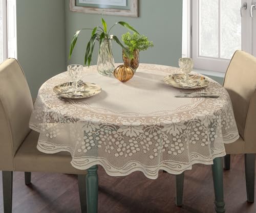 Toalha De Mesa 4 Lugares Redonda Renda 1,60ø m (Palha)