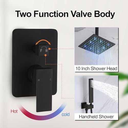 Robinet de douche de plafond noir mat pour rénovation douche italienne