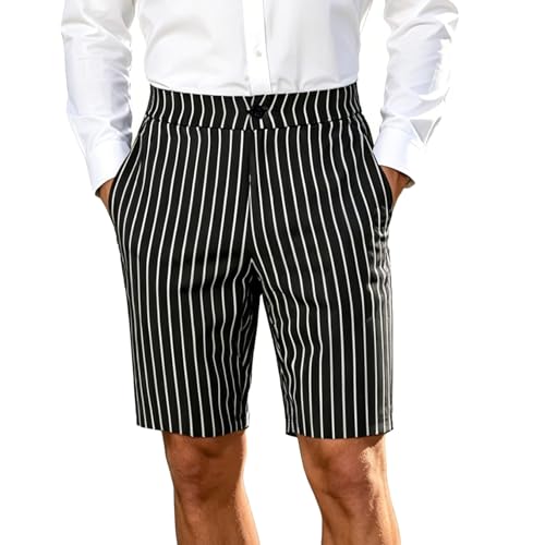 Zaldita Stylish Men's Golf Shorts Plaid Print Design for Hiking Camping Daily Outfit Black X-Large