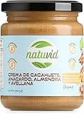 Natuvid | Crema Mix 4 Frutos Secos BIO 250g | Almendra, Cacahuete, Anacardo y Avellana | 100% Natural | Sin Azúcares Añadidos | Vegana | Sin Gluten | Fuente de Proteína y Fibra