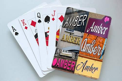 AMBER Personalized Playing Cards featuring photos of actual signs