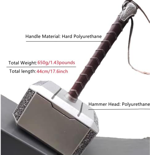 damdos Halloween Cosplay Weapon Thor's Hammer 44cm Thor Hammer Foam Made The Thunders Hammer Collector Cool Birthhdays Gifts
