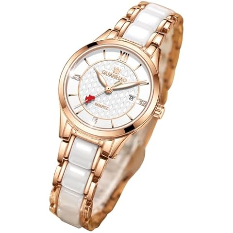GUANHAO Diamond White Ceramic Ladies Watch Cover