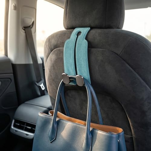 Car Hooks, Lake Green Suede Purse Hook Heavy Duty Zinc Alloy Car Seat Back Storage Hook Cute Auto Accessories Interior For Purses Bags Umbrellas And Vehicle Headrest Organization — view 2