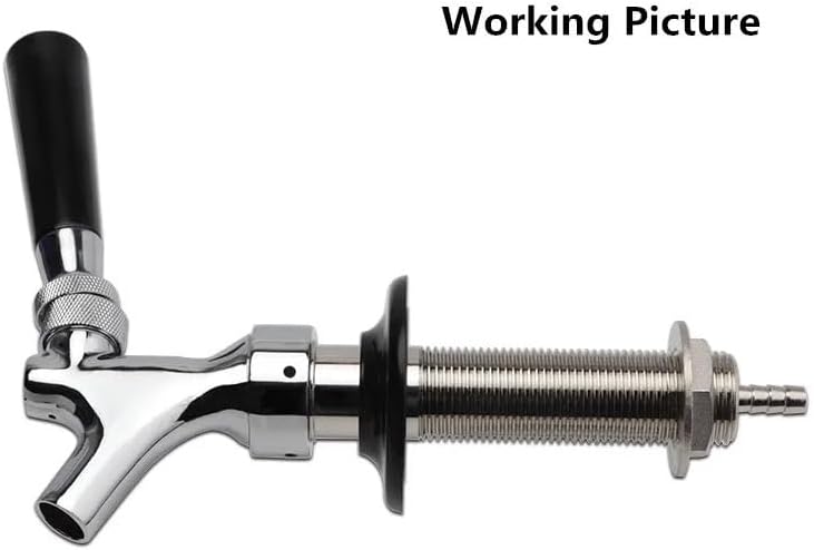 Stainless steel draft beer handle assembly 150mm long beer faucet spout handle with hose connector, suitable for home brewing