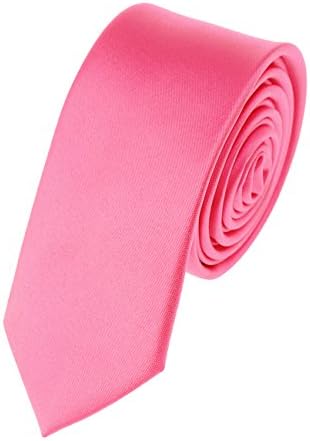 Romario Manzini Men's Solid Color 2" Skinny Tie, Hot Pink
