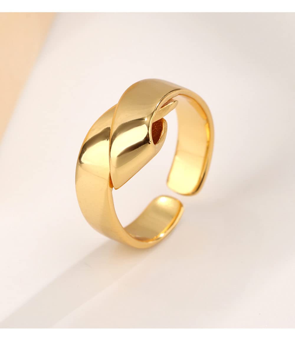 HGJH Ringe Silber, 925 Sterling Silber Golden Geknoteter Ring Glänzende Unregelmäßigkeit Verstellbare Ringe Natürlicher Edelstein Energie Charm Hochzeitsschmuck Geschenke Für Männer Damen