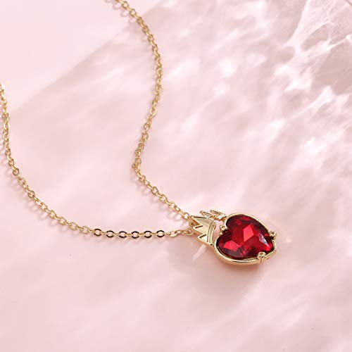 IDOXE Evie Gold Tiara Red Heart Crown and Necklace Descendants Jewelry Set Queen of Hearts Eive Costume Fan Jewelry Gift for Girls Teen Party (Red Heart Crown Necklace) - Thumbnail 6