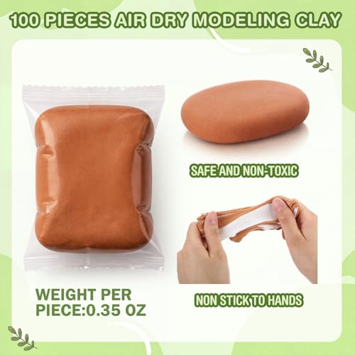 VioraWhite 100 Pcs Air Dry Clay Bulk Modeling Clay for Kids Lightweight Foam Modeling Clays DIY Molding Clays for Kids Adults Crafts Gifts School Project Supplies (Brown) - Image 2