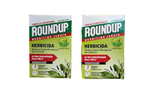 ROUNDUP Herbicida 500 ml para todo tipo de malas hierbas cubre hasta 220 m2 | 2x250ml) 10 litros de Agua | Formula Concentrada | Efectos en 1 hora | Elimina hasta 70 especies de hierbas y musgo