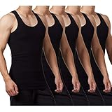 FALARY Unterhemd Herren Tank Top 5er Pack gekämmte Feinripp Baumwolle, 5x Schwarz, L