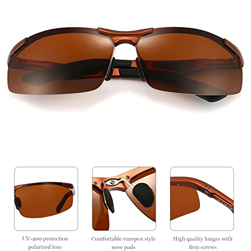 ANRRI Polarized Sports Sunglasses for Men Golf Fishing Driving Metal Frame Sun glasses4