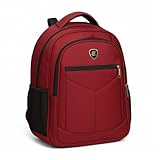 Mochila Escolar Grande com Compartimento para Notebook, Alça Acolchoada, Bolsos Laterais, Vermelho.