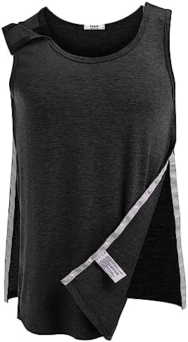 Deyeek Unisex Shoulder & Side Full Snap-Access Tank Tops Tearaway Post Shoulder Surgery Shirts Rotator Cuff Recovery Clothing