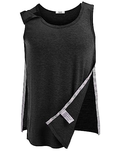 Deyeek Unisex Shoulder Snap-Access Tank Tops Post Surgery Shirts Tear Away Chemo Shirt Clothes After Rotator Cuff Surgery